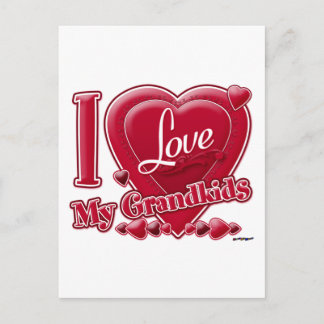 Carte Postale I Love My Grandkids rouge - coeur