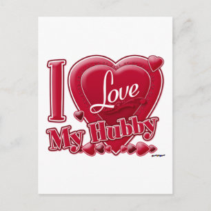 Carte Postale I Love My Hubby rouge - coeur