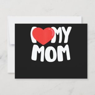 Carte Postale I Love My Mom TShirt avec grand coeur rouge