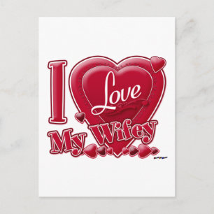 Carte Postale I Love My Wifey rouge - coeur