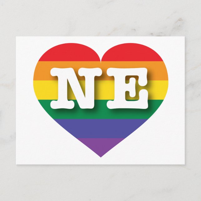 Carte Postale I Love Nebraska Rainbow Heart (Devant)