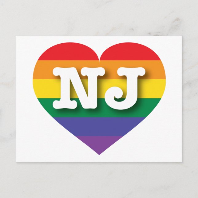 Carte Postale I Love New Jersey Rainbow Heart (Devant)