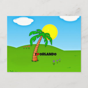 Carte Postale I Love Orlando, Palm Tree et soleil