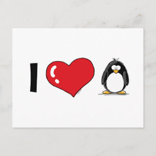 Carte Postale I Love Penguins