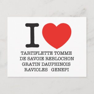Carte Postale I Love Tartiflette