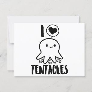 Carte Postale I Love Tentacles T-shirt Cute Octopus Tee