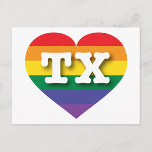 Carte Postale I Love Texas Rainbow Heart