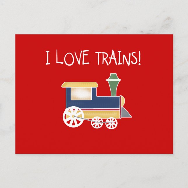 Carte Postale I Love Trains Tshirts et cadeaux (Devant)