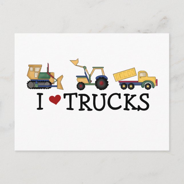 Carte Postale I Love Trucks T-shirts et cadeaux (Devant)