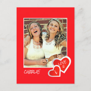 Carte Postale I Love U, Coeurs mignons - Photo personnalisée