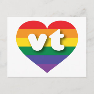 Carte Postale I Love Vermont Rainbow Heart