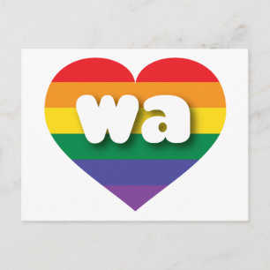 Carte Postale I Love Washington State Rainbow Heart