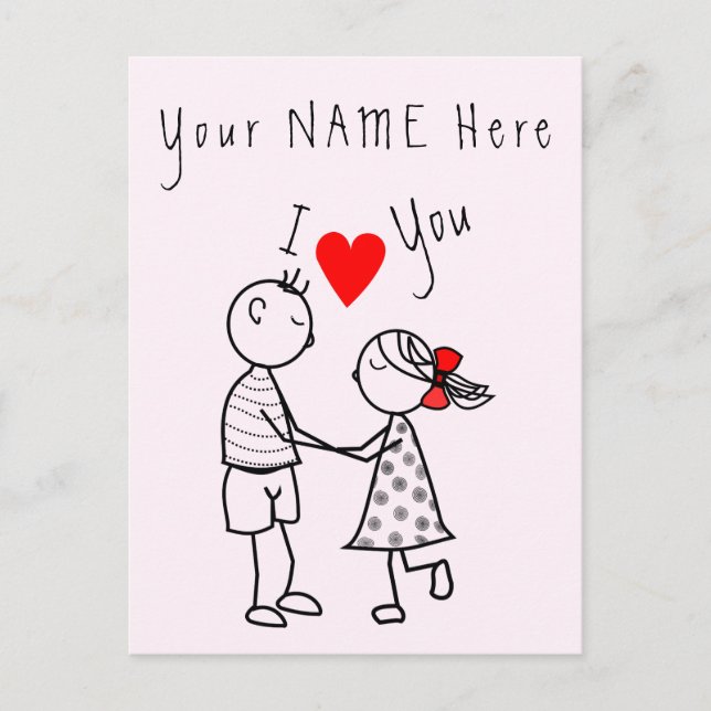 Carte Postale I Love You Card Love Couple - Nom du texte personn (Devant)