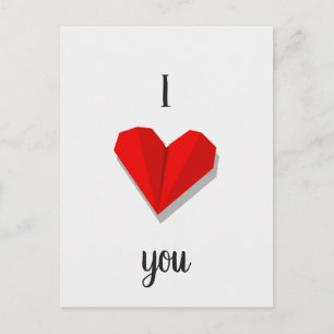 Carte Postale I Love You Red Heart Origami Vector Illustration