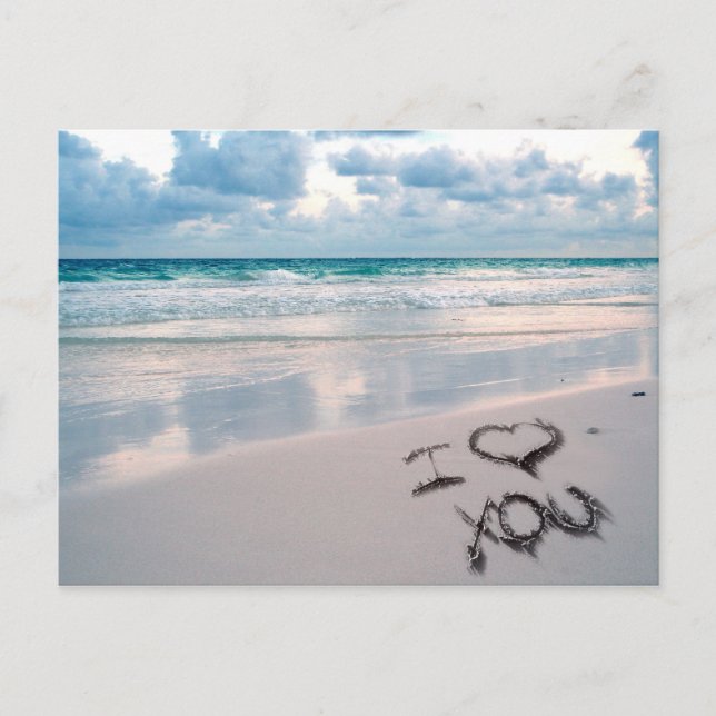 Carte Postale I Love You, Sand Writing on the Beach (Devant)
