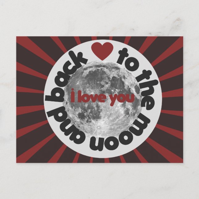 Carte Postale I love you to the moon and back (Devant)