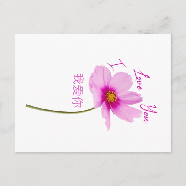 Carte Postale I Love You (Wo Ai Ni) en chinois (Devant)
