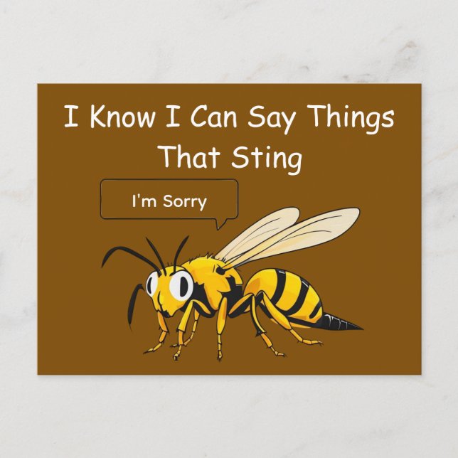 Carte Postale I Say Things That Sting Funny Wasp Apology (Devant)