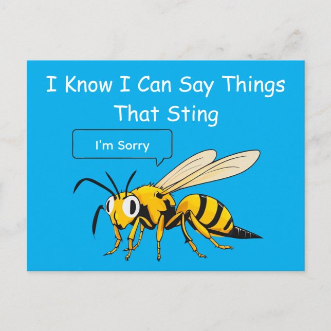 Carte Postale I Say Things That Sting Funny Wasp Apology (Devant)