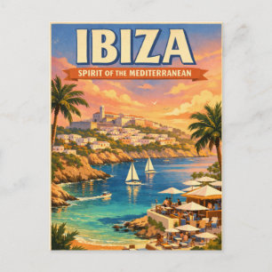 Carte Postale Ibiza, Espagne, dans un classique rétro