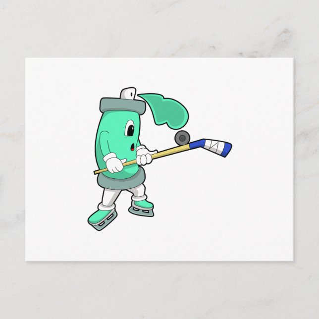 Carte Postale Ice spray at Ice hockey with Ice hockey stick (Devant)