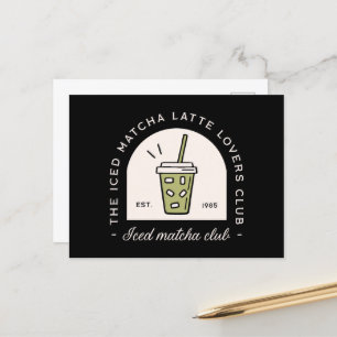 Carte Postale Iced matcha latte amoureux club besties rétro