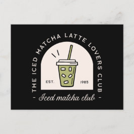 Carte Postale Iced matcha latte amoureux club besties rétro