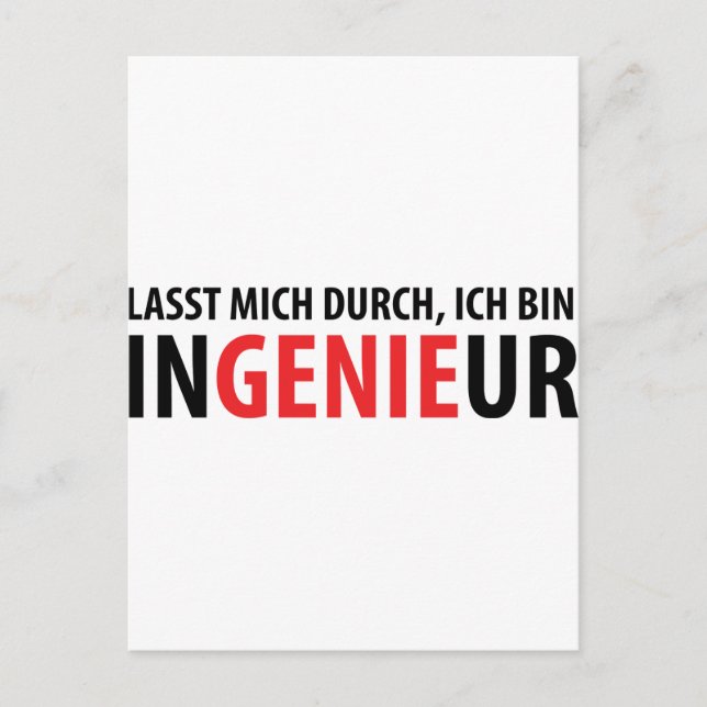 Carte Postale Ich bin Ingenieur (Devant)