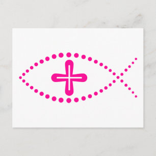 Carte Postale Ichthus Pink Christian Fish