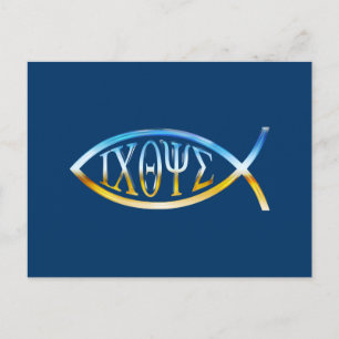 Carte Postale Ichthys   Symbole de poisson chrétien   Ciel et so