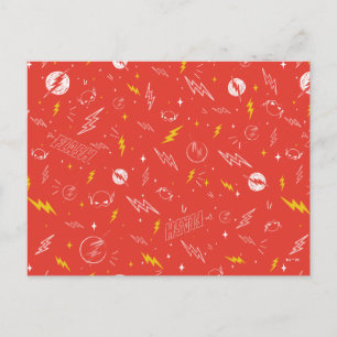 Carte Postale Icône de la foudre Flash et motif doodle