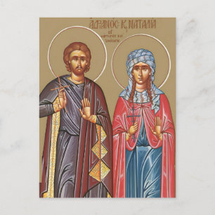 Carte Postale Icône des saints Adrien et Nathalie de Nicomédie
