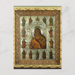 Carte Postale Icône orthodoxe chrétienne de la Vierge de Vladimi