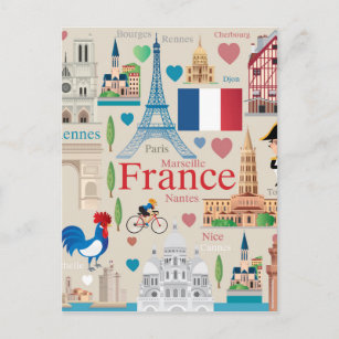 Carte Postale Icônes de France mignonne