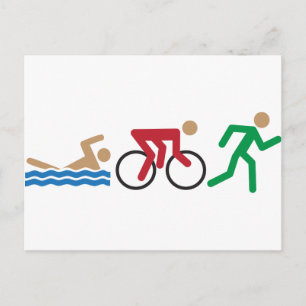 Carte Postale Icônes du logo du triathlon en couleur