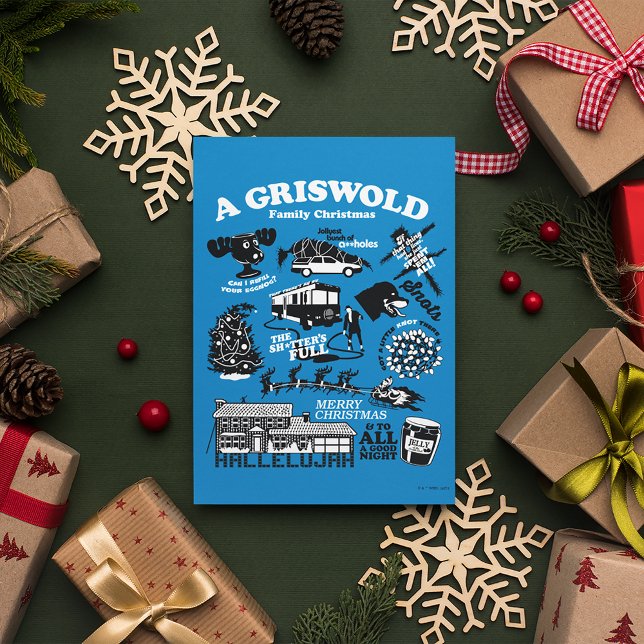 Carte Postale Icônes et citations de Vacances de Noël (Postcard on table)