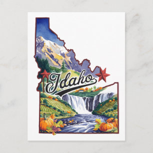 Carte Postale Idaho États-Unis État Forme Aquarelle Vintage