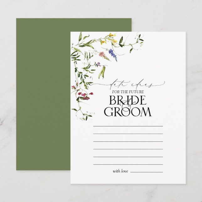 Carte Postale Idées de dates élégantes à l'aquarelle de fleurs s (Devant / Derrière)