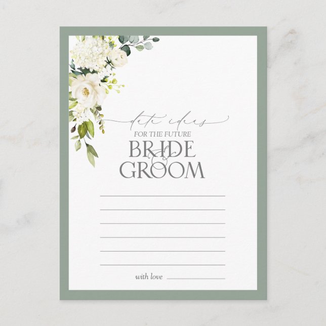 Carte Postale Idées de rendez-vous à l'aquarelle vert gris blanc (Devant)