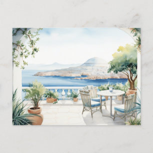 Carte Postale Idyllic Greek Island : Aquarelle numérique
