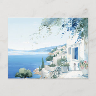 Carte Postale Idyllic Greek Island : Aquarelle numérique