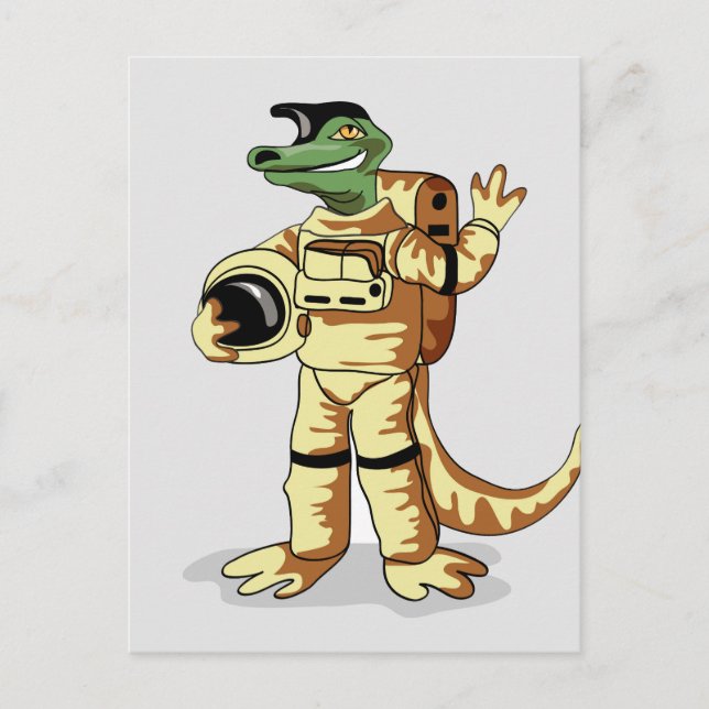 Carte Postale Iguanodon habillé en combinaison spatiale de cosmo (Devant)