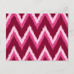 Carte Postale Ikat Chevron Stripes - Burqundy, Rose et rose
