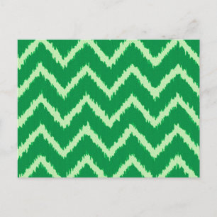 Carte Postale Ikat Chevrons - Pin et vert clair