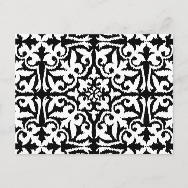 Carte Postale Ikat damask pattern - noir et blanc (Devant)