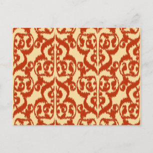 Carte Postale Ikat Damassé mauresque - orange mandarine