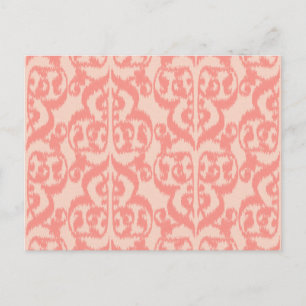 Carte Postale Ikat Damassé Mauresque - pêche et rose corail