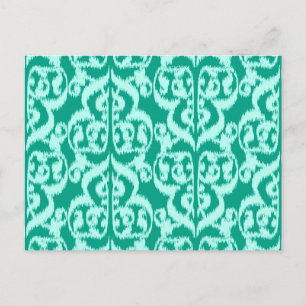Carte Postale Ikat Moorish Damask - paon et aqua