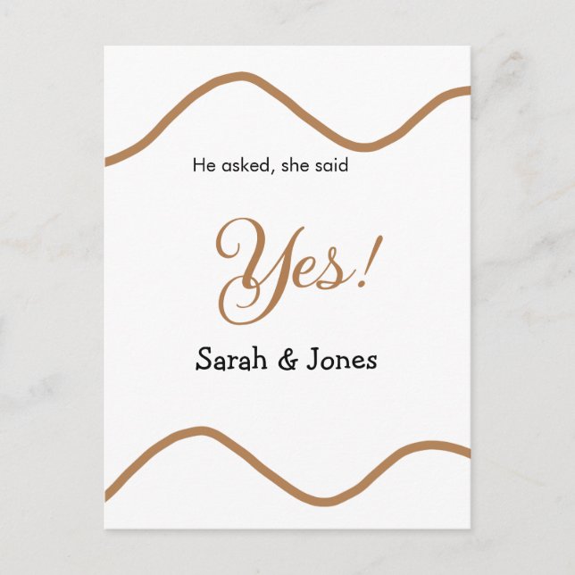 Carte Postale Il a demandé elle a dit oui engagement simple mini (Devant)