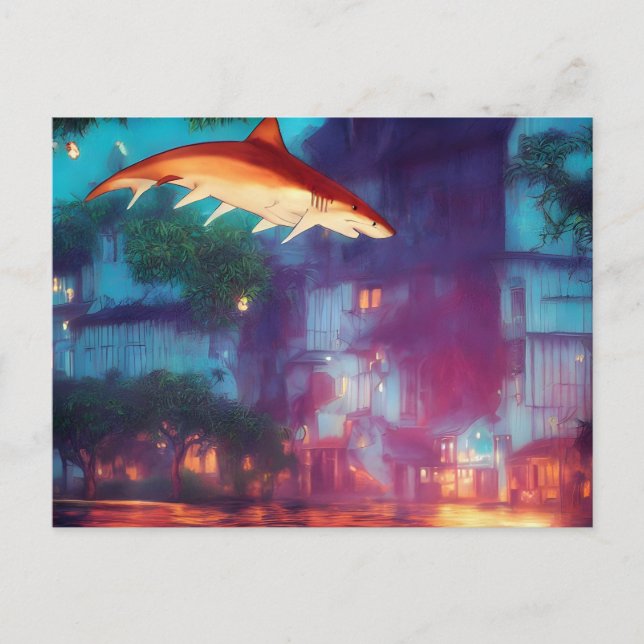 Carte Postale Il a plu des requins (Devant)